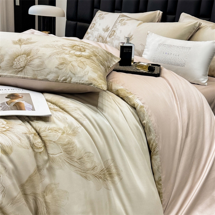 91家纺网 家纺一手货源 找家纺 优贝家纺 2026新款100%莱赛尔天丝面料数码印花四件套 花岛迷你