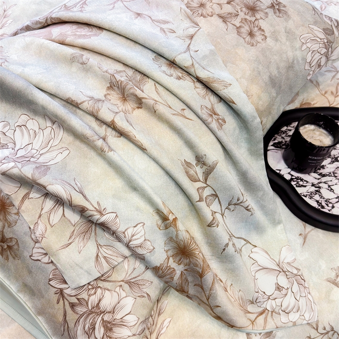 91家纺网 家纺一手货源 找家纺 优贝家纺 2026新款100%莱赛尔天丝面料数码印花四件套 馥郁