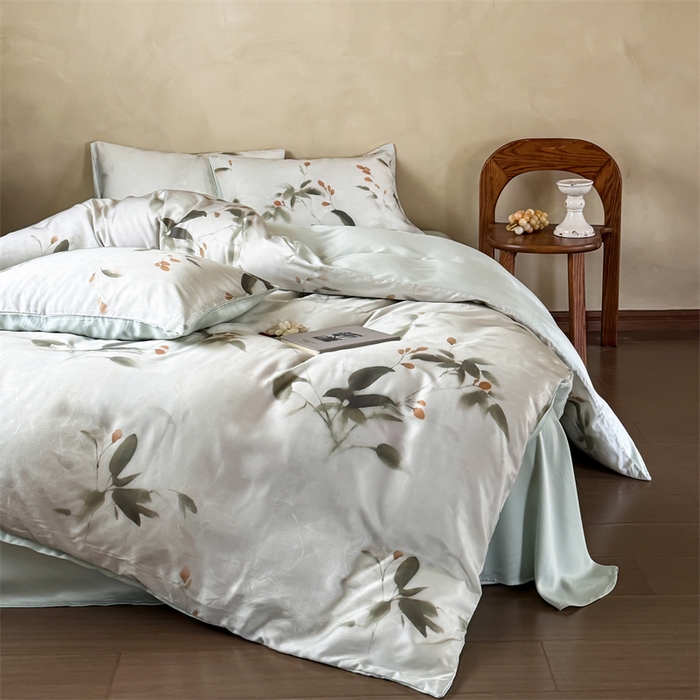 91家纺网 家纺一手货源 找家纺 优贝家纺 2026新款100%莱赛尔天丝面料数码印花四件套 漫月星花