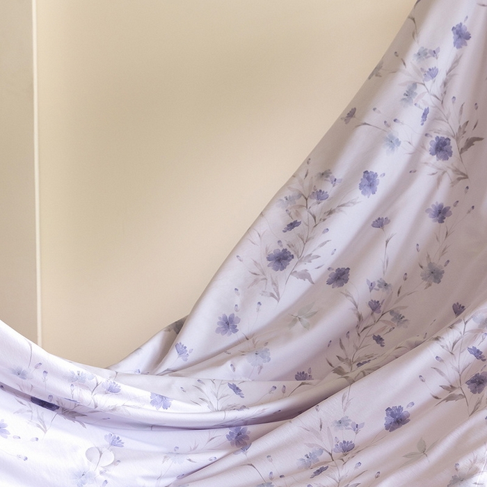 91家纺网 家纺一手货源 找家纺 立奥被业 2026新品冰丝棉夏被四件套竹节纱夏被四件套 翠韵春晓-紫