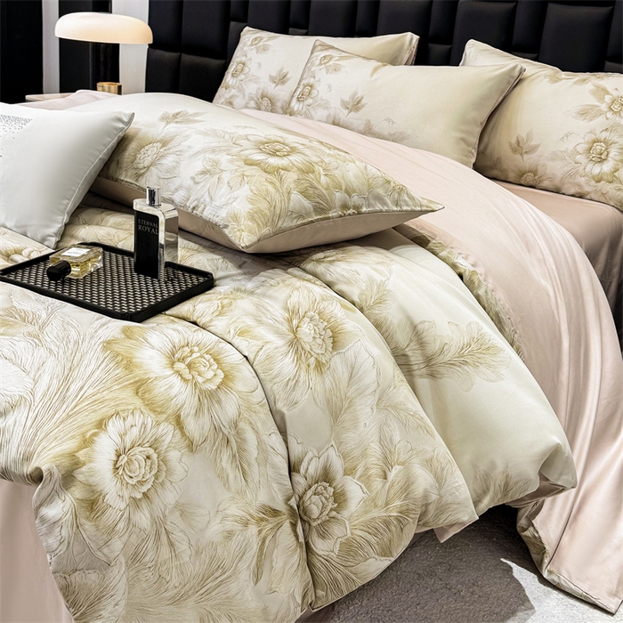 优贝家纺 2026新款100%莱赛尔天丝面料数码印花四件套 花岛迷你