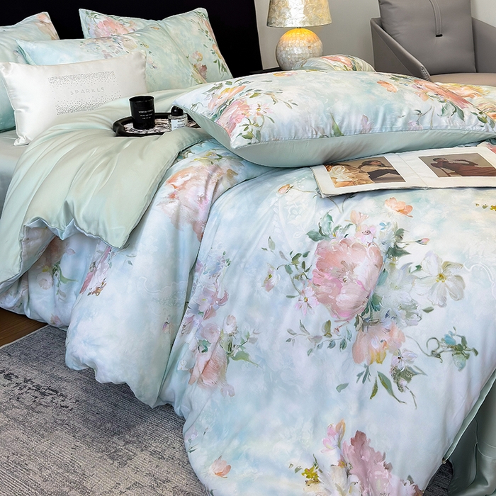 91家纺网 家纺一手货源 找家纺 优贝家纺 2026新款100%莱赛尔天丝面料数码印花四件套 波曼