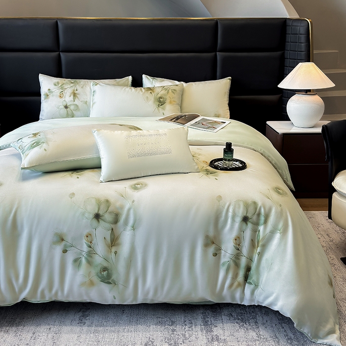 91家纺网 家纺一手货源 找家纺 优贝家纺 2026新款100%莱赛尔天丝面料数码印花四件套 金枝玉叶