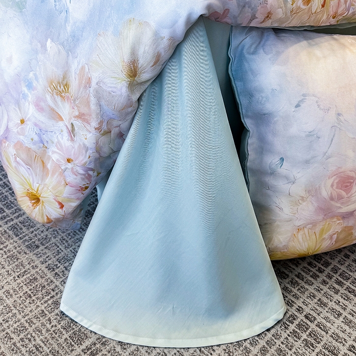 91家纺网 家纺一手货源 找家纺 优贝家纺 2026新款100%莱赛尔天丝面料数码印花四件套 蓝花遍地