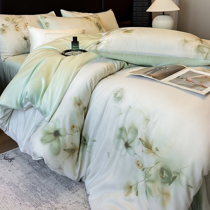 91家纺网 家纺一手货源 找家纺 优贝家纺 2026新款100%莱赛尔天丝面料数码印花四件套 金枝玉叶