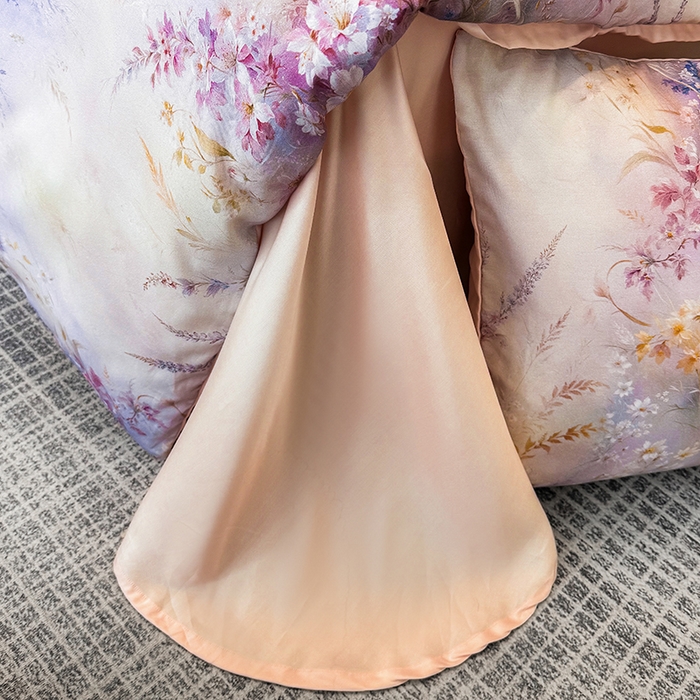 91家纺网 家纺一手货源 找家纺 优贝家纺 2026新款100%莱赛尔天丝面料数码印花四件套 紫花遍地