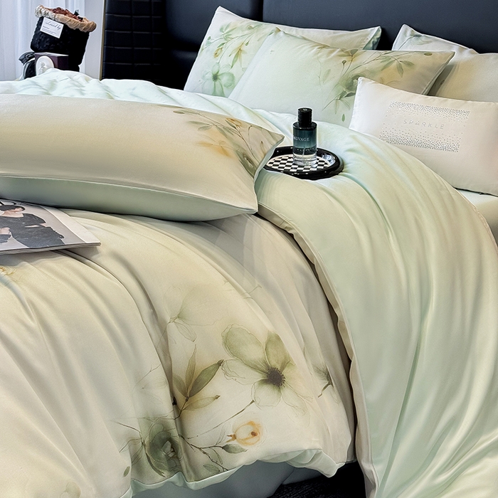 91家纺网 家纺一手货源 找家纺 优贝家纺 2026新款100%莱赛尔天丝面料数码印花四件套 金枝玉叶