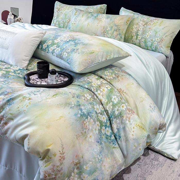 优贝家纺 2026新款100%莱赛尔天丝面料数码印花四件套 花花世界