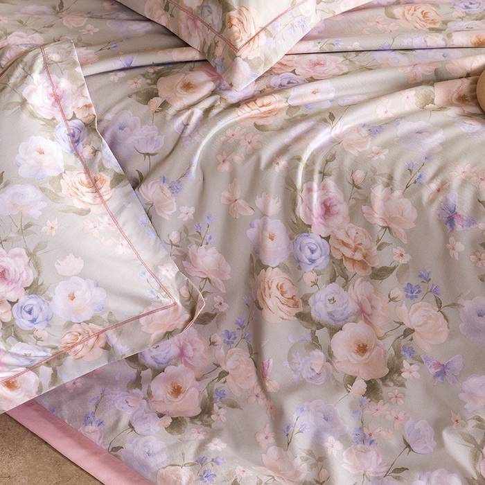 91家纺网 家纺一手货源 找家纺 立奥被业 2026新品冰丝棉夏被四件套竹节纱夏被四件套 风语花絮-粉