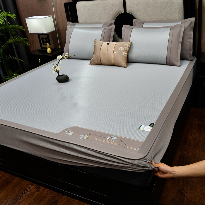 （总）小牛席业 2026新款小千鸟格枫叶款（床笠款）抗菌席凉席藤席冰藤席冰丝席草席竹席乳胶席凉感豆豆席