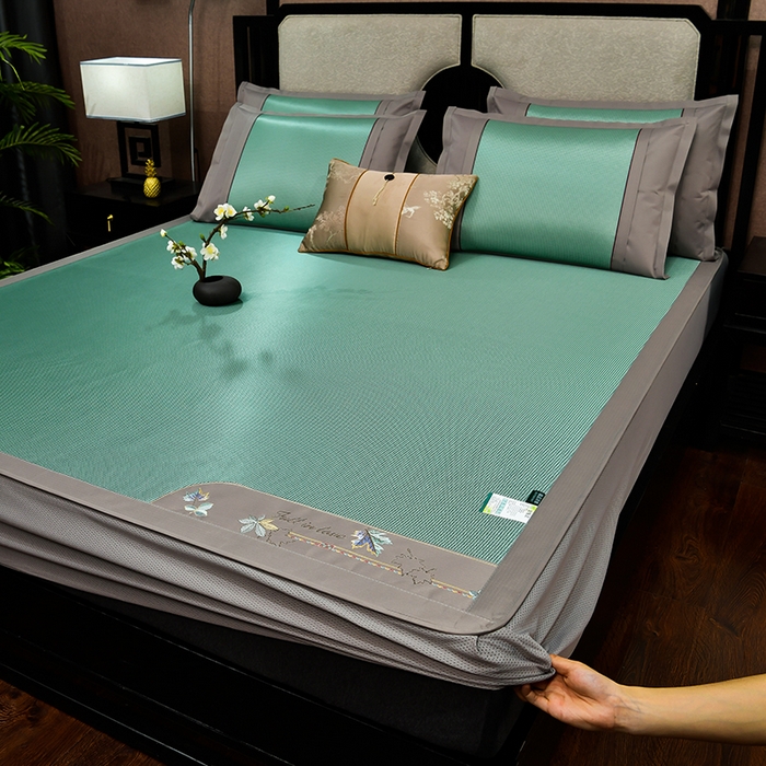 91家纺网 家纺一手货源 找家纺 （总）小牛席业 2026新款小千鸟格枫叶款（床笠款）抗菌席凉席藤席冰藤席冰丝席草席竹席乳胶席凉感豆豆席