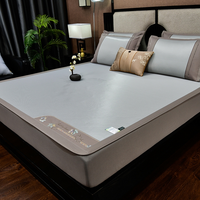 91家纺网 家纺一手货源 找家纺 （总）小牛席业 2026新款小千鸟格枫叶款（床笠款）抗菌席凉席藤席冰藤席冰丝席草席竹席乳胶席凉感豆豆席