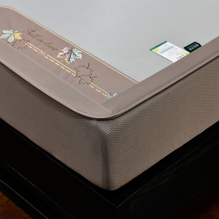 91家纺网 家纺一手货源 找家纺 小牛席业 2026新款小千鸟格枫叶款（床笠款）抗菌席凉席藤席冰藤席冰丝席草席竹席乳胶席凉感豆豆席 小千鸟格-枫叶抗菌席（床笠款）灰色