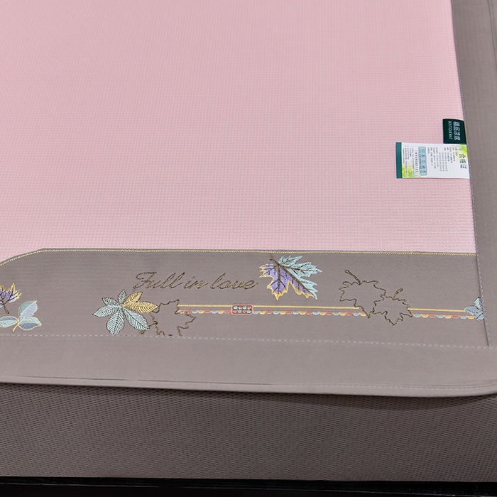 91家纺网 家纺一手货源 找家纺 小牛席业 2026新款小千鸟格枫叶款（床笠款）抗菌席凉席藤席冰藤席冰丝席草席竹席乳胶席凉感豆豆席 小千鸟格-枫叶抗菌席（床笠款）粉色