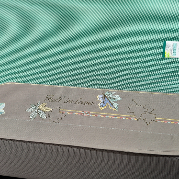 91家纺网 家纺一手货源 找家纺 小牛席业 2026新款小千鸟格枫叶款（床笠款）抗菌席凉席藤席冰藤席冰丝席草席竹席乳胶席凉感豆豆席 小千鸟格-枫叶抗菌席（床笠款）绿色