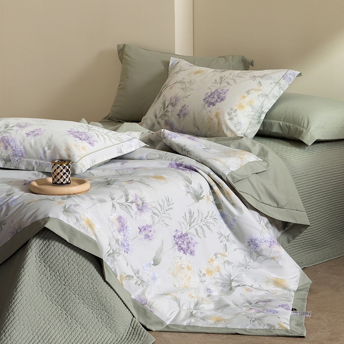 91家纺网 家纺一手货源 找家纺 立奥被业 2026新品冰丝棉夏被四件套竹节纱夏被四件套 静籁之息-绿