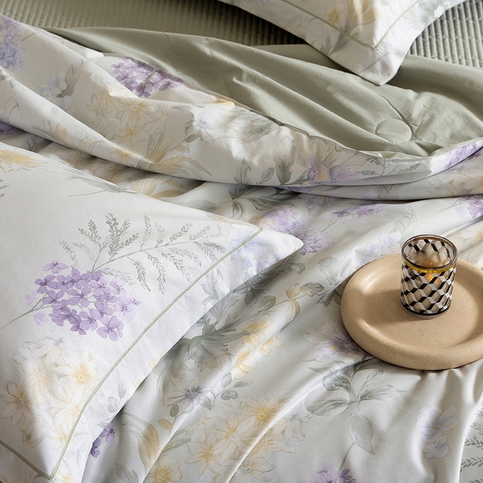 91家纺网 家纺一手货源 找家纺 立奥被业 2026新品冰丝棉夏被四件套竹节纱夏被四件套 静籁之息-绿