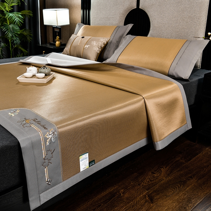 91家纺网 家纺一手货源 找家纺 （总）小牛席业 2026新款小千鸟格枫叶款轻奢风抗菌席凉席藤席冰藤席冰丝席草席竹席乳胶席凉感豆豆席