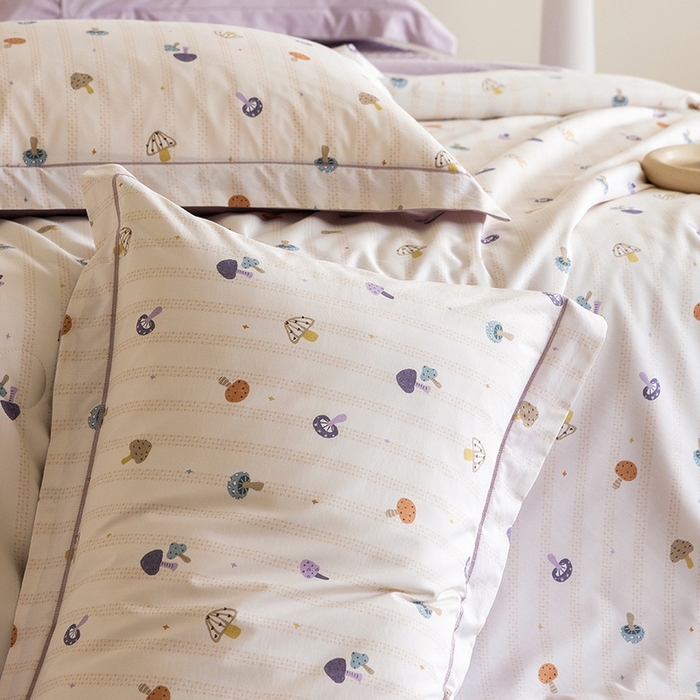 91家纺网 家纺一手货源 找家纺 立奥被业 2026新品冰丝棉夏被四件套竹节纱夏被四件套 蘑菇乐园-紫