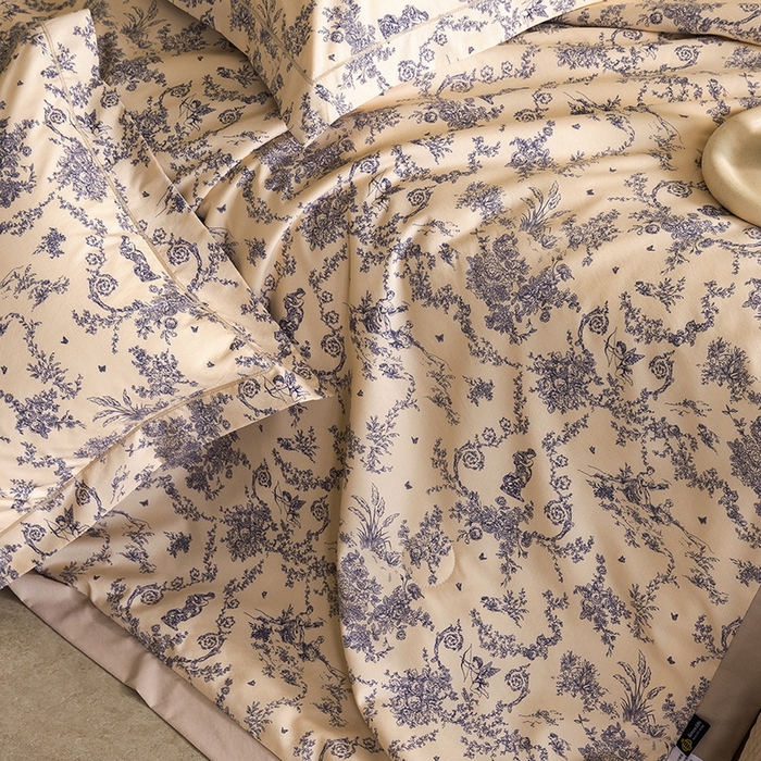 91家纺网 家纺一手货源 找家纺 立奥被业 2026新品冰丝棉夏被四件套竹节纱夏被四件套 青藤絮语-咖