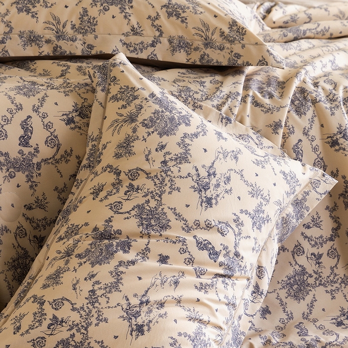 91家纺网 家纺一手货源 找家纺 立奥被业 2026新品冰丝棉夏被四件套竹节纱夏被四件套 青藤絮语-咖