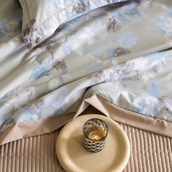 91家纺网 家纺一手货源 找家纺 立奥被业 2026新品冰丝棉夏被四件套竹节纱夏被四件套 水墨江南-咖