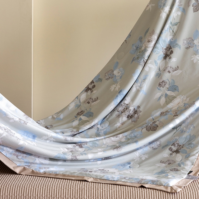 91家纺网 家纺一手货源 找家纺 立奥被业 2026新品冰丝棉夏被四件套竹节纱夏被四件套 水墨江南-咖