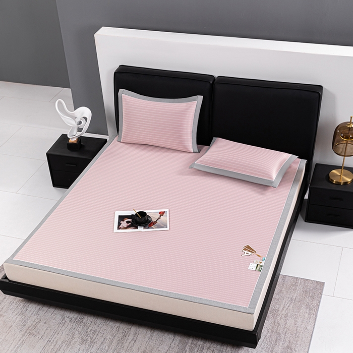 91家纺网 家纺一手货源 找家纺 小牛席业 2026新款无印风纯色凉感冰丝系列-床席款凉席藤席冰藤席冰丝席竹席乳胶席凉感豆豆席草席空调席 粉色