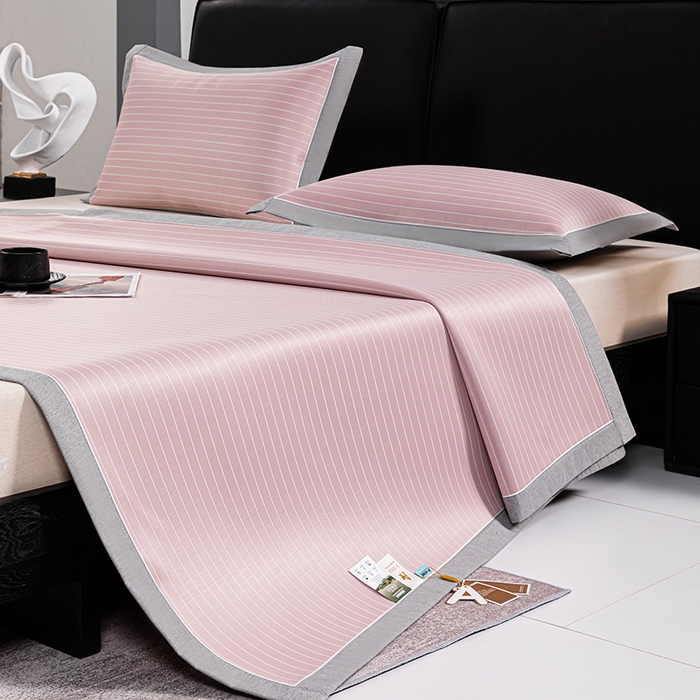 小牛席业 2026新款无印风纯色凉感冰丝系列-床席款凉席藤席冰藤席冰丝席竹席乳胶席凉感豆豆席草席空调席 粉色