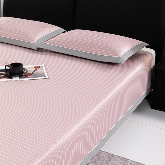 91家纺网 家纺一手货源 找家纺 小牛席业 2026新款无印风纯色凉感冰丝系列-床席款凉席藤席冰藤席冰丝席竹席乳胶席凉感豆豆席草席空调席 粉色