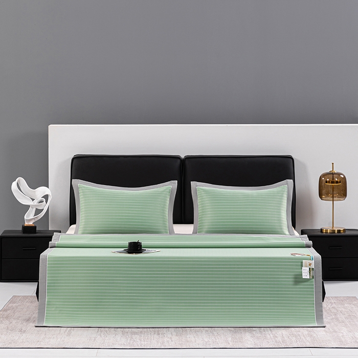 91家纺网 家纺一手货源 找家纺 小牛席业 2026新款无印风纯色凉感冰丝系列-床席款凉席藤席冰藤席冰丝席竹席乳胶席凉感豆豆席草席空调席 绿色