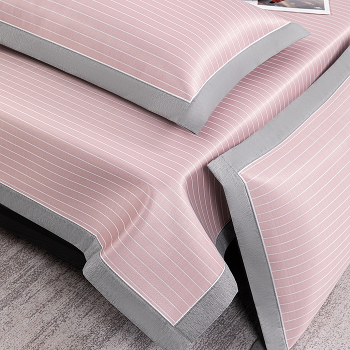 91家纺网 家纺一手货源 找家纺 小牛席业 2026新款无印风纯色凉感冰丝系列-床席款凉席藤席冰藤席冰丝席竹席乳胶席凉感豆豆席草席空调席 粉色