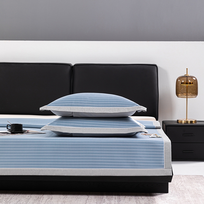 91家纺网 家纺一手货源 找家纺 小牛席业 2026新款无印风纯色凉感冰丝系列-床席款凉席藤席冰藤席冰丝席竹席乳胶席凉感豆豆席草席空调席 蓝色