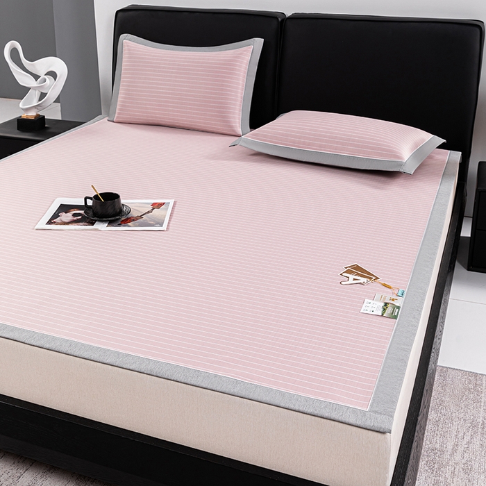 91家纺网 家纺一手货源 找家纺 小牛席业 2026新款无印风纯色凉感冰丝系列-床席款凉席藤席冰藤席冰丝席竹席乳胶席凉感豆豆席草席空调席 粉色