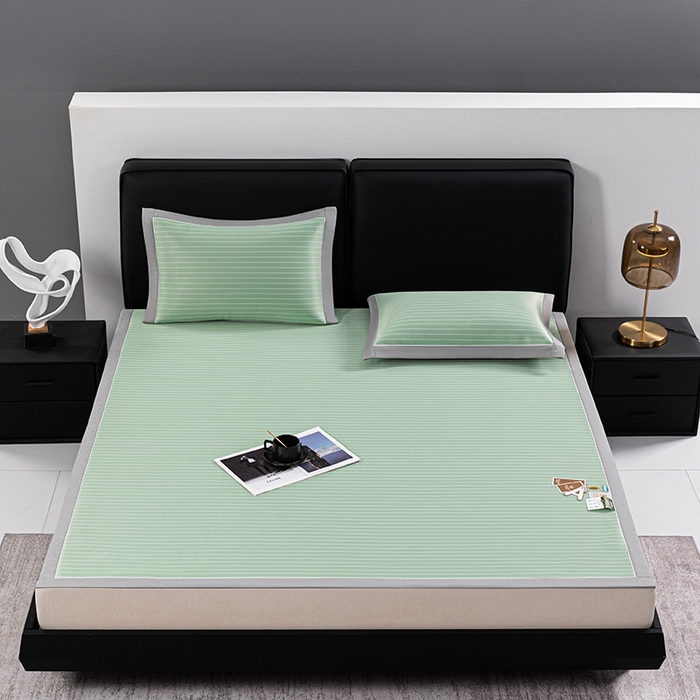 91家纺网 家纺一手货源 找家纺 小牛席业 2026新款无印风纯色凉感冰丝系列-床席款凉席藤席冰藤席冰丝席竹席乳胶席凉感豆豆席草席空调席 绿色