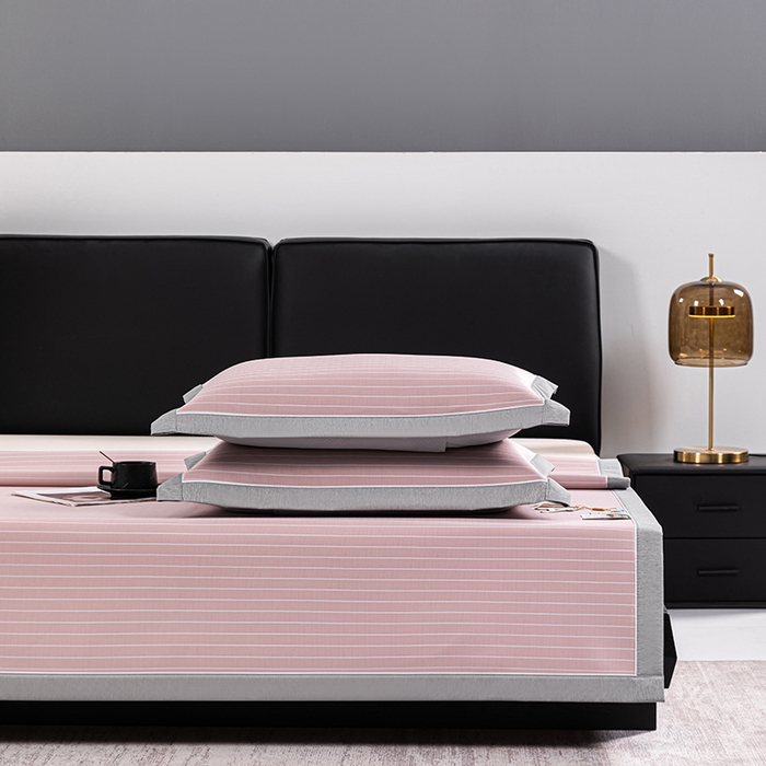 91家纺网 家纺一手货源 找家纺 小牛席业 2026新款无印风纯色凉感冰丝系列-床席款凉席藤席冰藤席冰丝席竹席乳胶席凉感豆豆席草席空调席 粉色