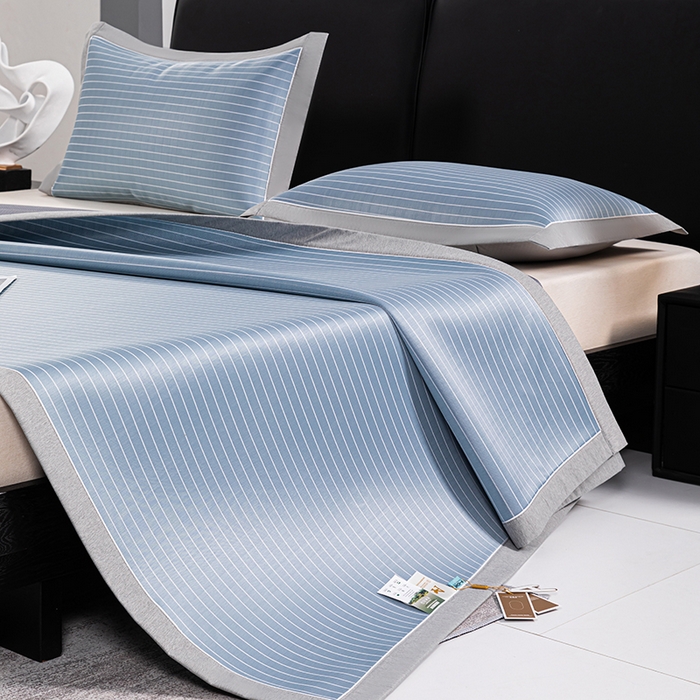 小牛席业 2026新款无印风纯色凉感冰丝系列-床席款凉席藤席冰藤席冰丝席竹席乳胶席凉感豆豆席草席空调席 蓝色