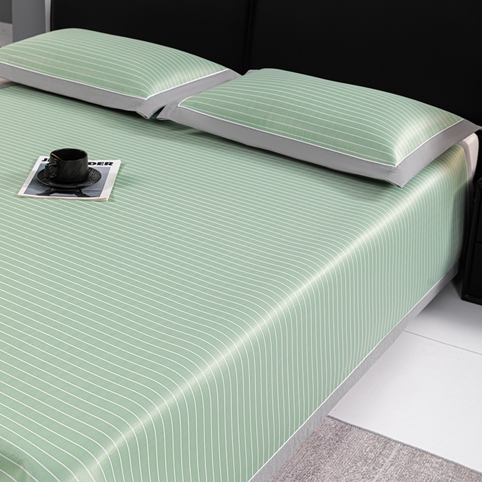 91家纺网 家纺一手货源 找家纺 小牛席业 2026新款无印风纯色凉感冰丝系列-床席款凉席藤席冰藤席冰丝席竹席乳胶席凉感豆豆席草席空调席 绿色