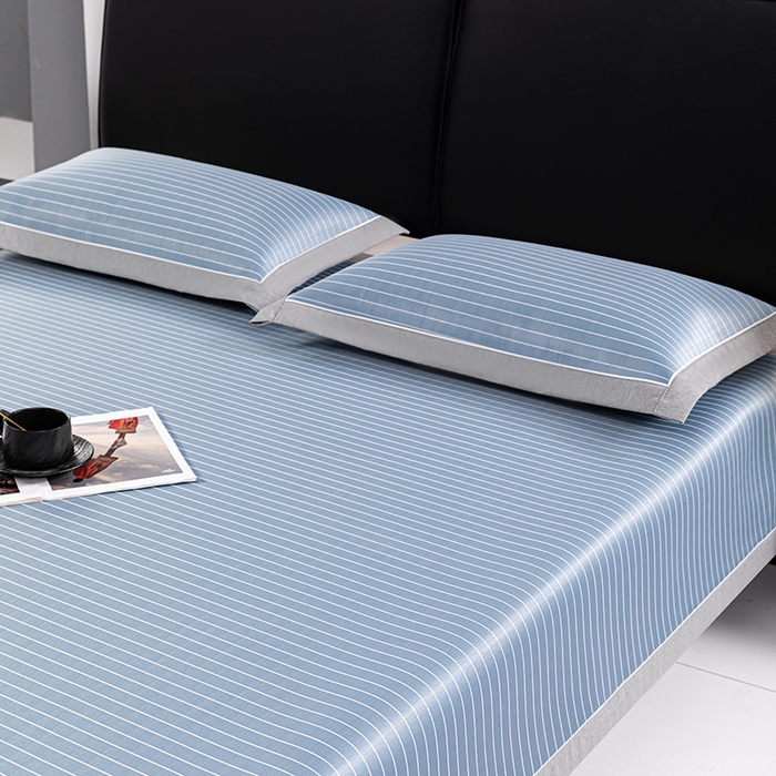 91家纺网 家纺一手货源 找家纺 小牛席业 2026新款无印风纯色凉感冰丝系列-床席款凉席藤席冰藤席冰丝席竹席乳胶席凉感豆豆席草席空调席 蓝色