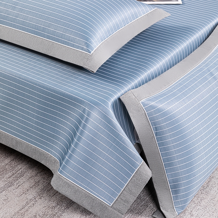 91家纺网 家纺一手货源 找家纺 小牛席业 2026新款无印风纯色凉感冰丝系列-床席款凉席藤席冰藤席冰丝席竹席乳胶席凉感豆豆席草席空调席 蓝色