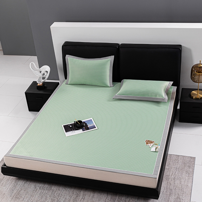 91家纺网 家纺一手货源 找家纺 小牛席业 2026新款无印风纯色凉感冰丝系列-床席款凉席藤席冰藤席冰丝席竹席乳胶席凉感豆豆席草席空调席 绿色