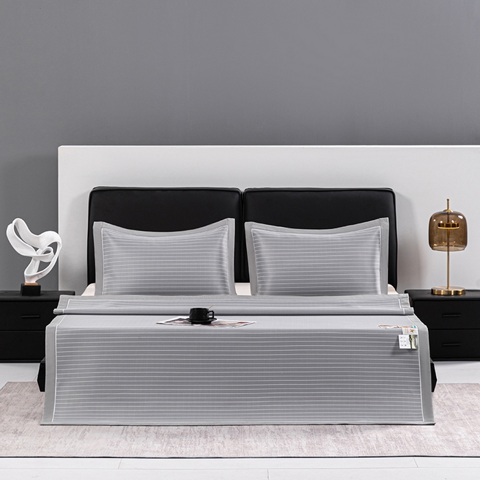 91家纺网 家纺一手货源 找家纺 小牛席业 2026新款无印风纯色凉感冰丝系列-床席款凉席藤席冰藤席冰丝席竹席乳胶席凉感豆豆席草席空调席 灰色