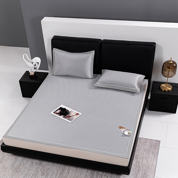 91家纺网 家纺一手货源 找家纺 小牛席业 2026新款无印风纯色凉感冰丝系列-床席款凉席藤席冰藤席冰丝席竹席乳胶席凉感豆豆席草席空调席 灰色