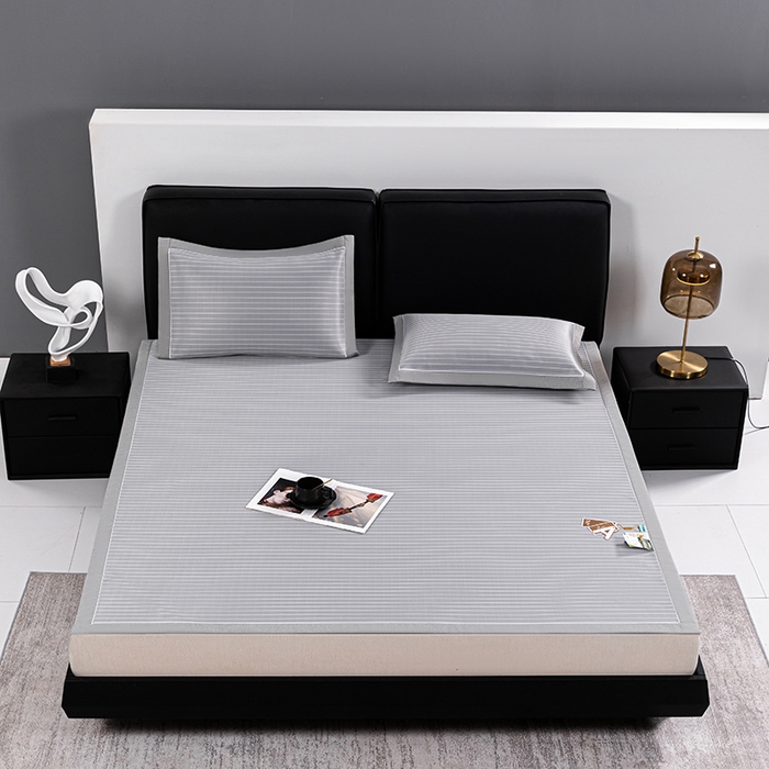 91家纺网 家纺一手货源 找家纺 小牛席业 2026新款无印风纯色凉感冰丝系列-床席款凉席藤席冰藤席冰丝席竹席乳胶席凉感豆豆席草席空调席 灰色