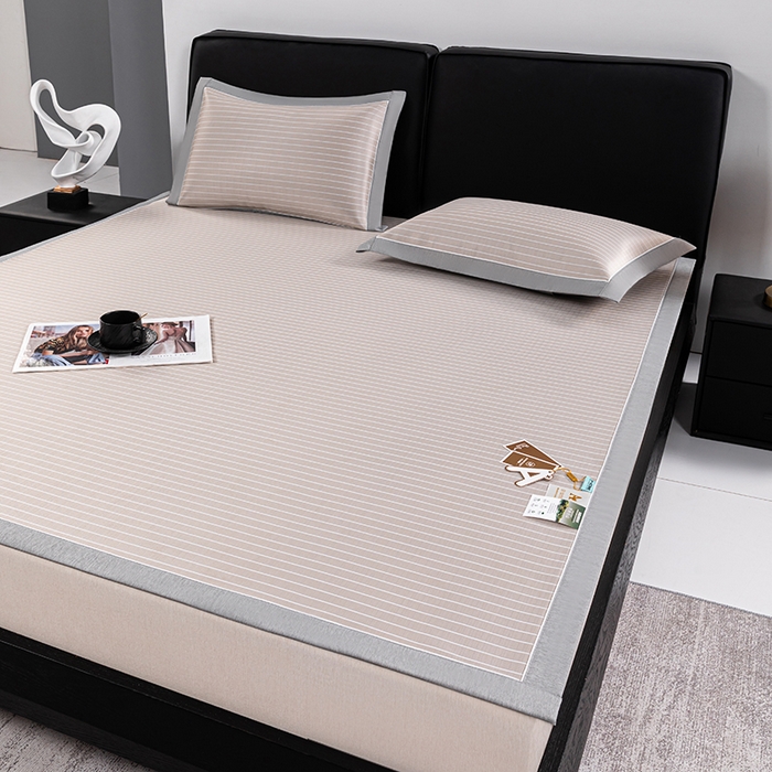 91家纺网 家纺一手货源 找家纺 小牛席业 2026新款无印风纯色凉感冰丝系列-床席款凉席藤席冰藤席冰丝席竹席乳胶席凉感豆豆席草席空调席 香槟