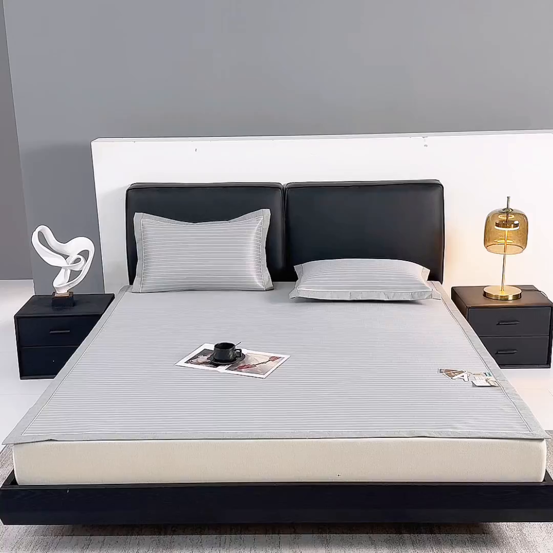 91家纺网 家纺一手货源 找家纺 小牛席业 2026新款无印风纯色凉感冰丝系列-床席款凉席藤席冰藤席冰丝席竹席乳胶席凉感豆豆席草席空调席 灰色