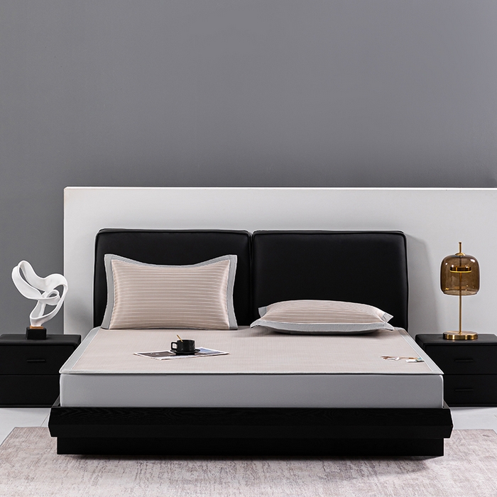 91家纺网 家纺一手货源 找家纺 小牛席业 2026新款无印风纯色凉感冰丝系列（床笠款）凉席藤席冰藤席冰丝席竹席乳胶席凉感豆豆席草席空调席 香槟