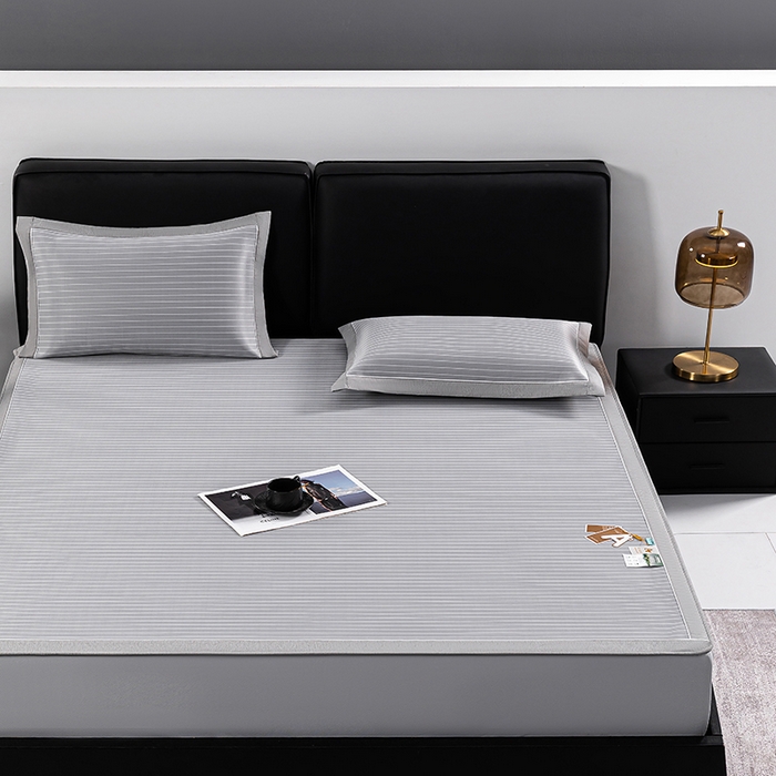 91家纺网 家纺一手货源 找家纺 小牛席业 2026新款无印风纯色凉感冰丝系列（床笠款）凉席藤席冰藤席冰丝席竹席乳胶席凉感豆豆席草席空调席 灰色