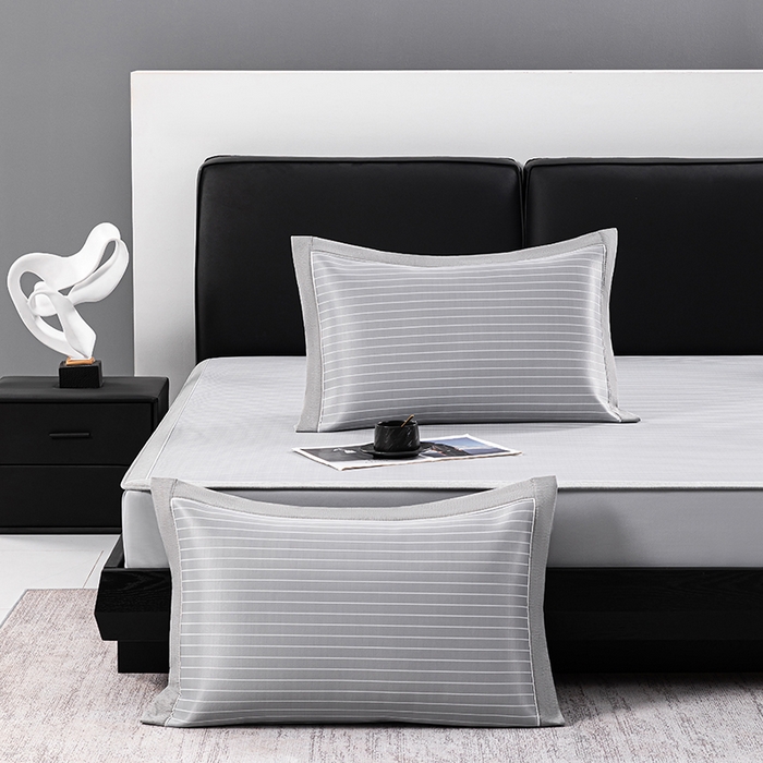 91家纺网 家纺一手货源 找家纺 小牛席业 2026新款无印风纯色凉感冰丝系列（床笠款）凉席藤席冰藤席冰丝席竹席乳胶席凉感豆豆席草席空调席 灰色