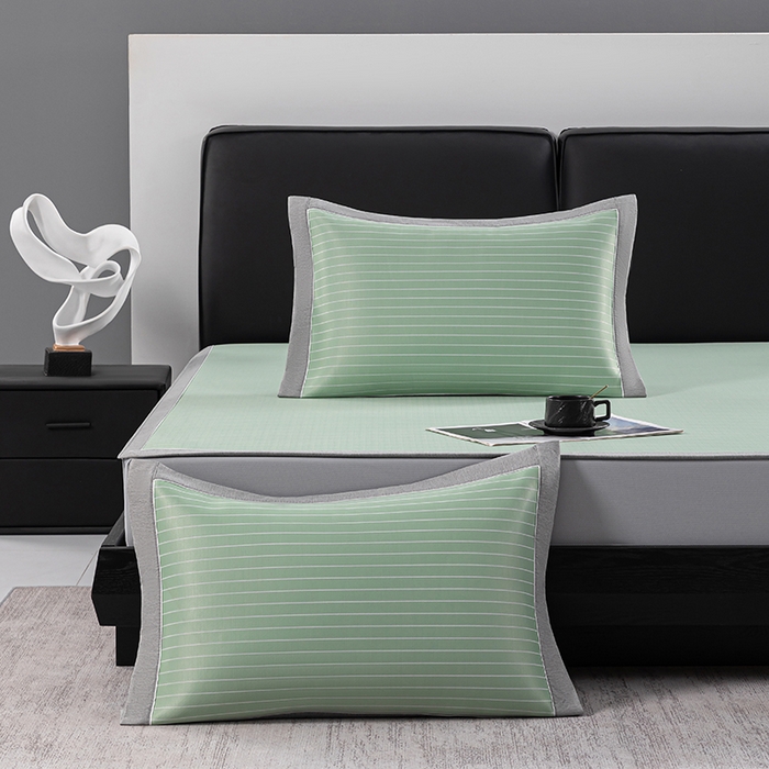 91家纺网 家纺一手货源 找家纺 小牛席业 2026新款无印风纯色凉感冰丝系列（床笠款）凉席藤席冰藤席冰丝席竹席乳胶席凉感豆豆席草席空调席 绿色